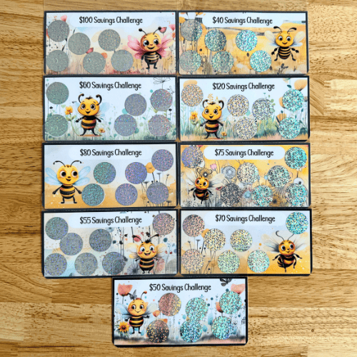 Bee themed 100 envelope savings challenge